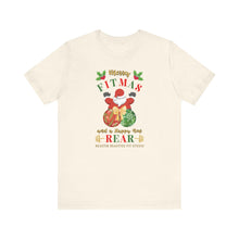 Load image into Gallery viewer, Merry Fitmas Santa Booty Ornaments Unisex Tee - Holiday Fitness Shirt for Gym Lovers