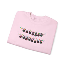 Load image into Gallery viewer, Festive Kettlebell String lights Sweatshirt for Fitness Enthusiasts