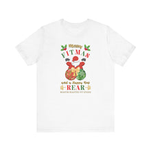 Load image into Gallery viewer, Merry Fitmas Santa Booty Ornaments Unisex Tee - Holiday Fitness Shirt for Gym Lovers