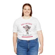 Load image into Gallery viewer, Built Different Cupid Fitness Tee — 'Built Different' Cherub Weightlifting Graphic T-Shirt