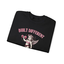 Load image into Gallery viewer, Built Different Beastin' Beauties Crewneck Sweatshirt — Vintage Cherub Weightlifting Graphic
