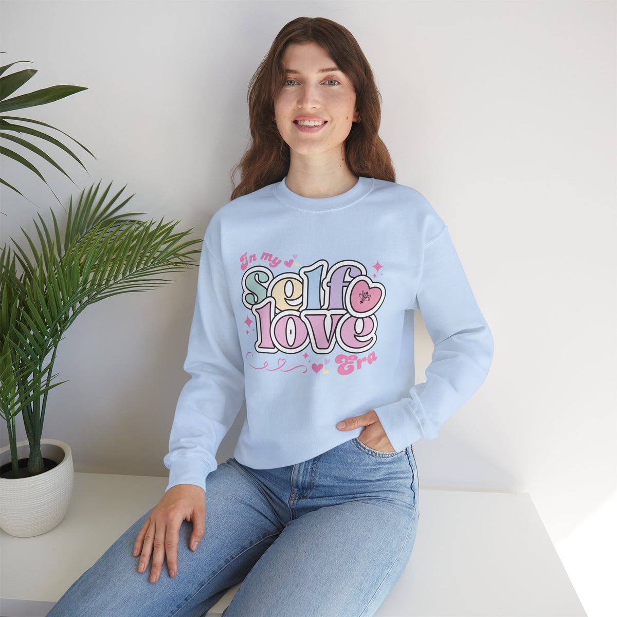 In my Self Love Crewneck Sweatshirt