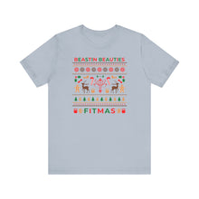 Load image into Gallery viewer, Merry Fitmas Ugly Sweater Unisex Tee - Holiday Fitness Shirt for Gym Lovers
