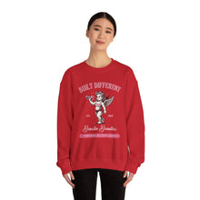 Load image into Gallery viewer, Built Different Beastin' Beauties Crewneck Sweatshirt — Vintage Cherub Weightlifting Graphic
