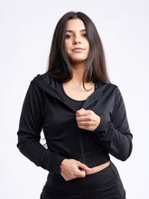 Load image into Gallery viewer, Athletic Zip-Up Crop Hoodie Jacket
