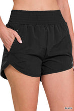 Load image into Gallery viewer, WINDBREAKER SMOCKED WAISTBAND SHORTS with zipper pockets
