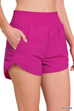 Load image into Gallery viewer, WINDBREAKER SMOCKED WAISTBAND SHORTS with zipper pockets
