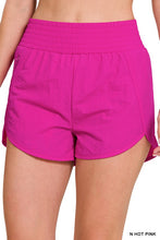 Load image into Gallery viewer, WINDBREAKER SMOCKED WAISTBAND SHORTS with zipper pockets
