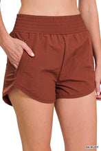 Load image into Gallery viewer, WINDBREAKER SMOCKED WAISTBAND SHORTS with zipper pockets
