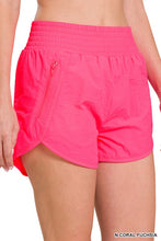 Load image into Gallery viewer, WINDBREAKER SMOCKED WAISTBAND SHORTS with zipper pockets
