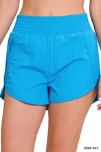 Load image into Gallery viewer, WINDBREAKER SMOCKED WAISTBAND SHORTS with zipper pockets
