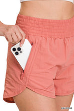 Load image into Gallery viewer, WINDBREAKER SMOCKED WAISTBAND SHORTS with zipper pockets
