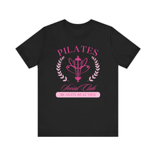 Load image into Gallery viewer, Pilates Club Short Sleeve Tee, Workout Shirt, Fitness Apparel, Exercise Top, Gift for Fitness Lovers
