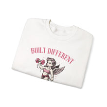 Load image into Gallery viewer, Built Different Beastin' Beauties Crewneck Sweatshirt — Vintage Cherub Weightlifting Graphic
