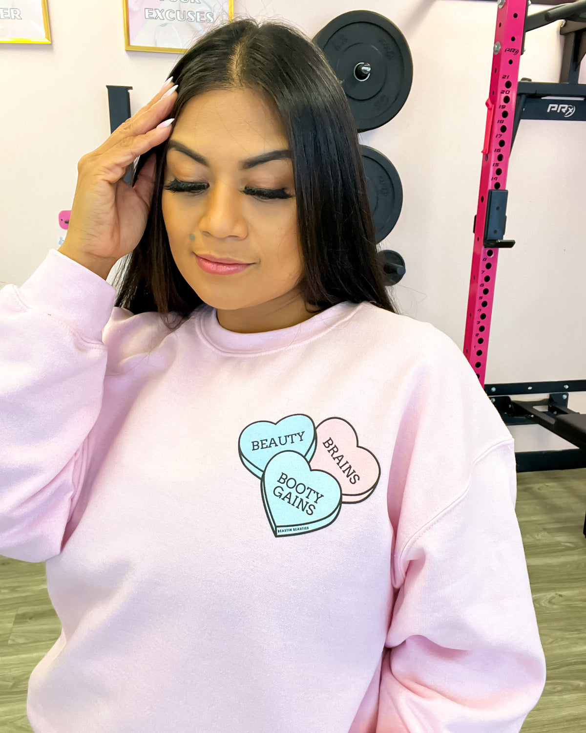 Beauty Brains & Booty Gains Crewneck Sweatshirt