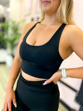Load image into Gallery viewer, Black Criss Cross Sports Bra

