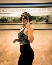 Load image into Gallery viewer, Black Tie Dye Sports Bra

